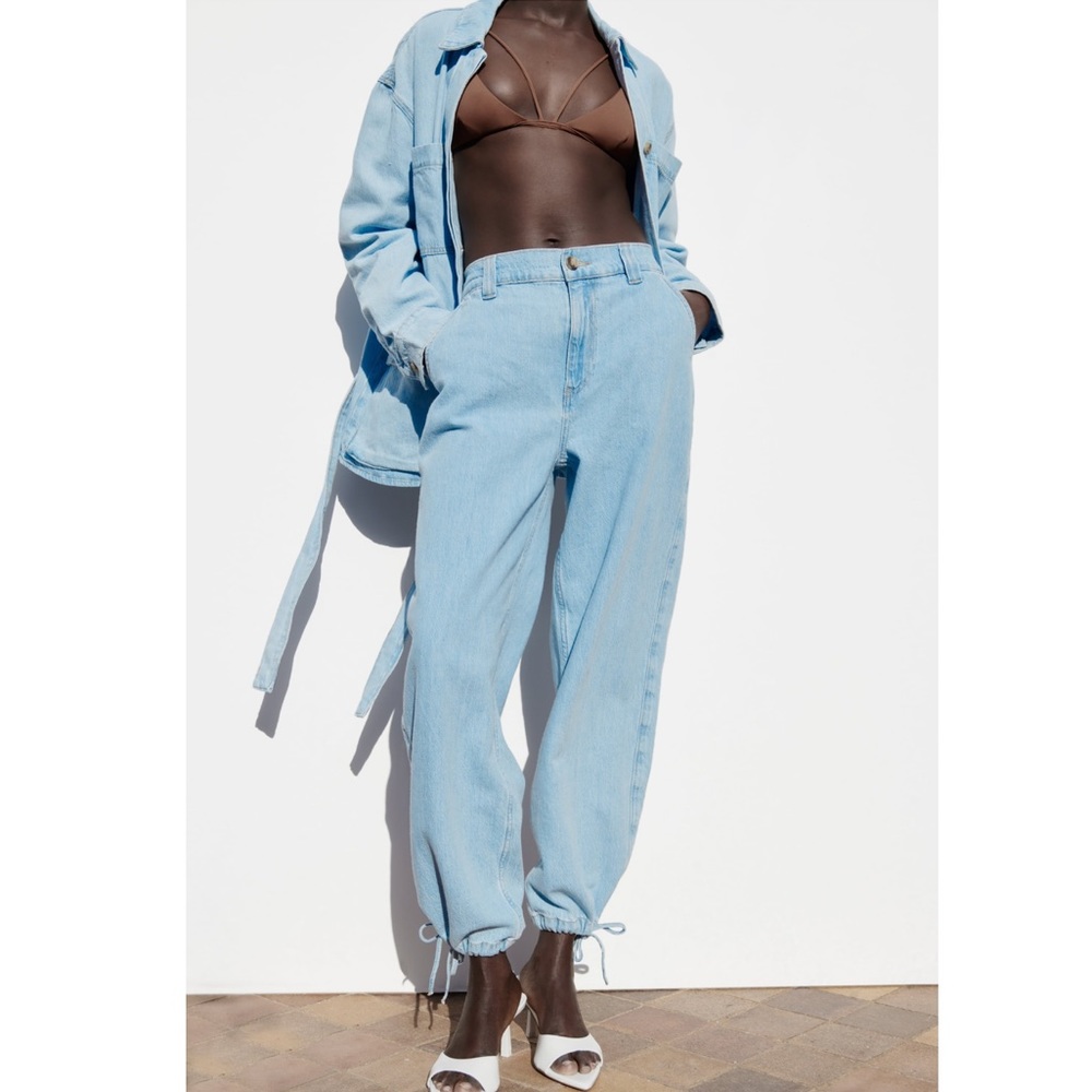 Zara HIGH RISE Z1975 DRAWSTRING JOGGER JEANS